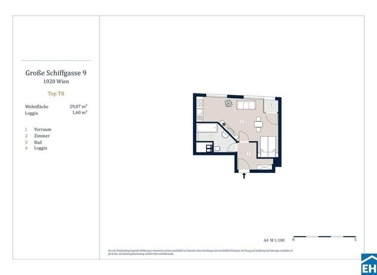Studio zum Kauf - Erstbezug 285.000 € 1 Zimmer 29,1 m² 3. Geschoss Große Schiffgasse Wien 1020