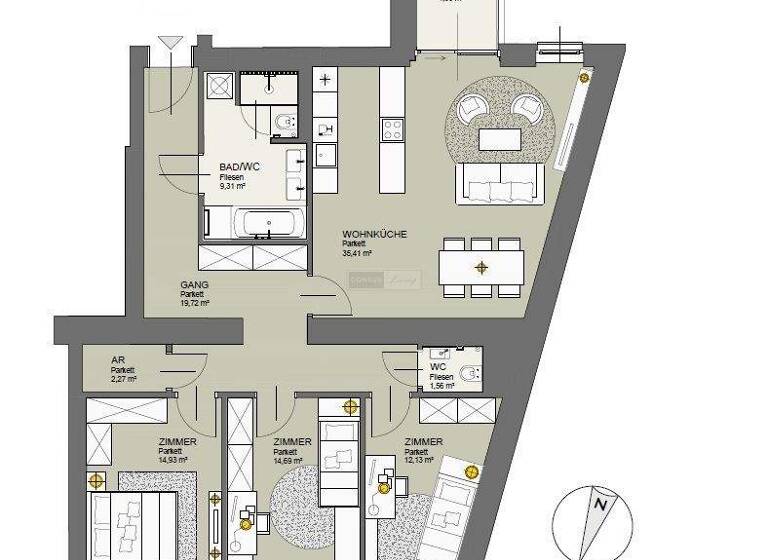 Wohnung zur Miete 27,26 € 4 Zimmer 110 m² Obere Weißgerberstraße Wien 1030