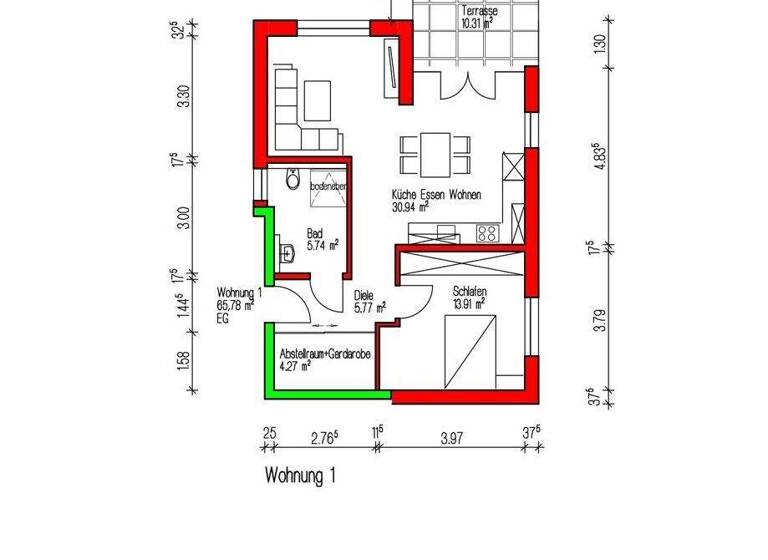 Terrassenwohnung zur Miete 1.037 € 2 Zimmer 65,8 m² EG frei ab 01.10.2027 Uhlandstr. 16B Gernsbach 76593