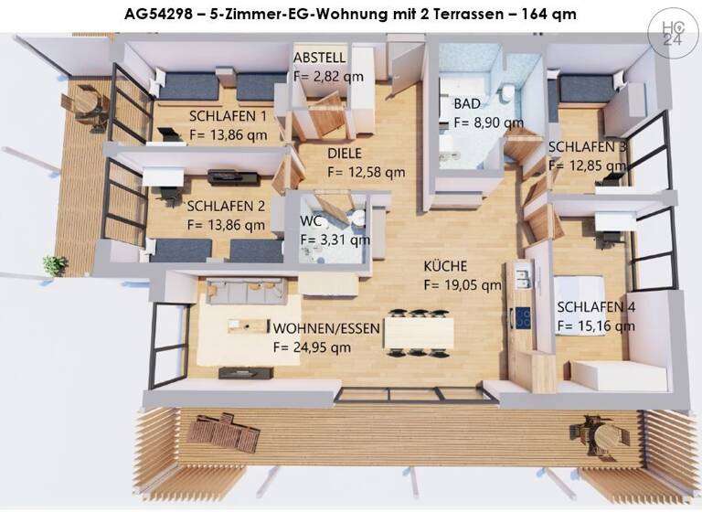 Wohnung zur Miete Wohnen auf Zeit 2.980 € 5 Zimmer 164 m² frei ab sofort Kaufbeuren 87600