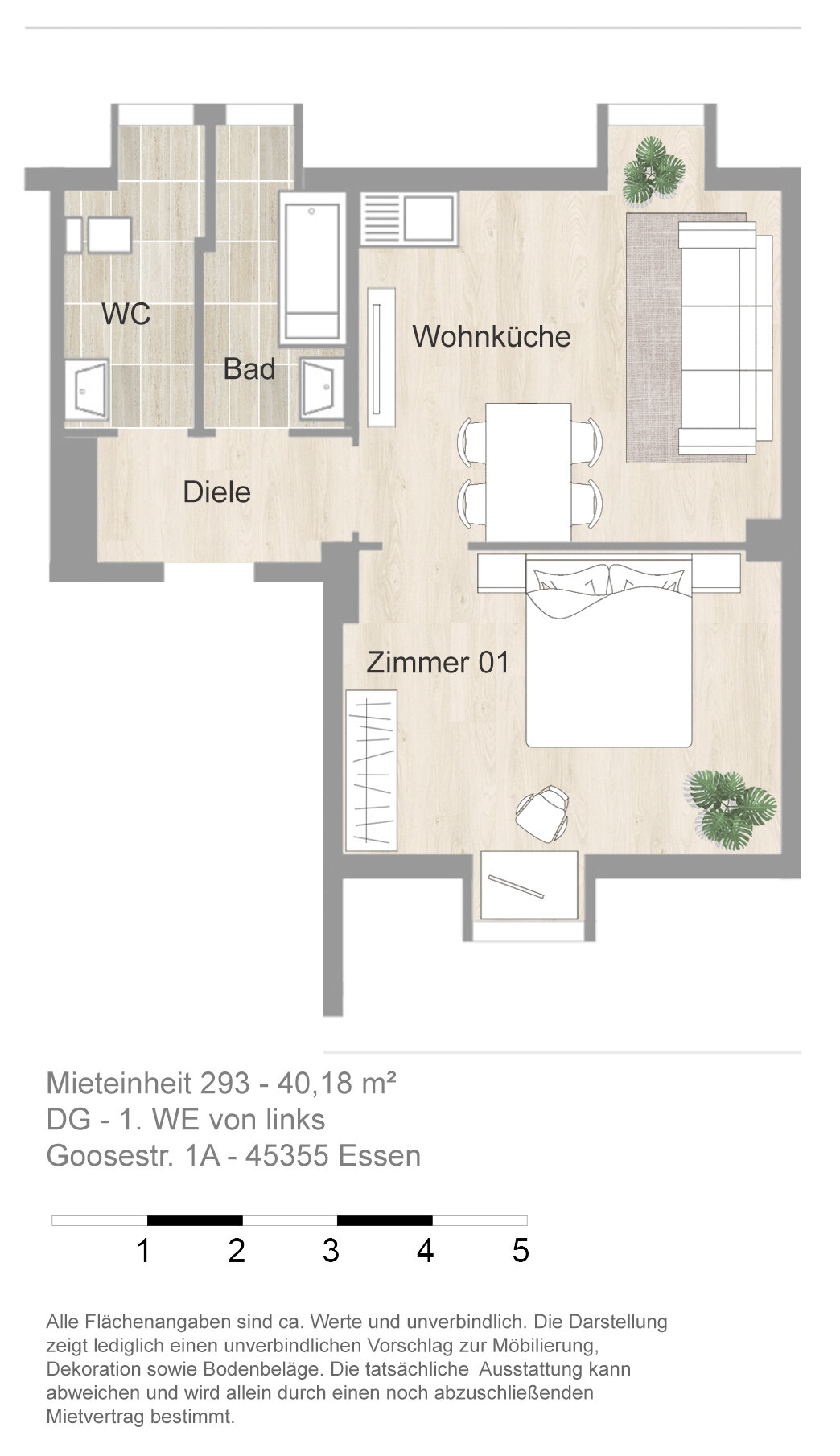 Wohnung zur Miete 405 € 1 Zimmer 40,2 m²<br/>Wohnfläche 01.02.2025<br/>Verfügbarkeit Goosestr. 1a Borbeck-Mitte Essen 45355