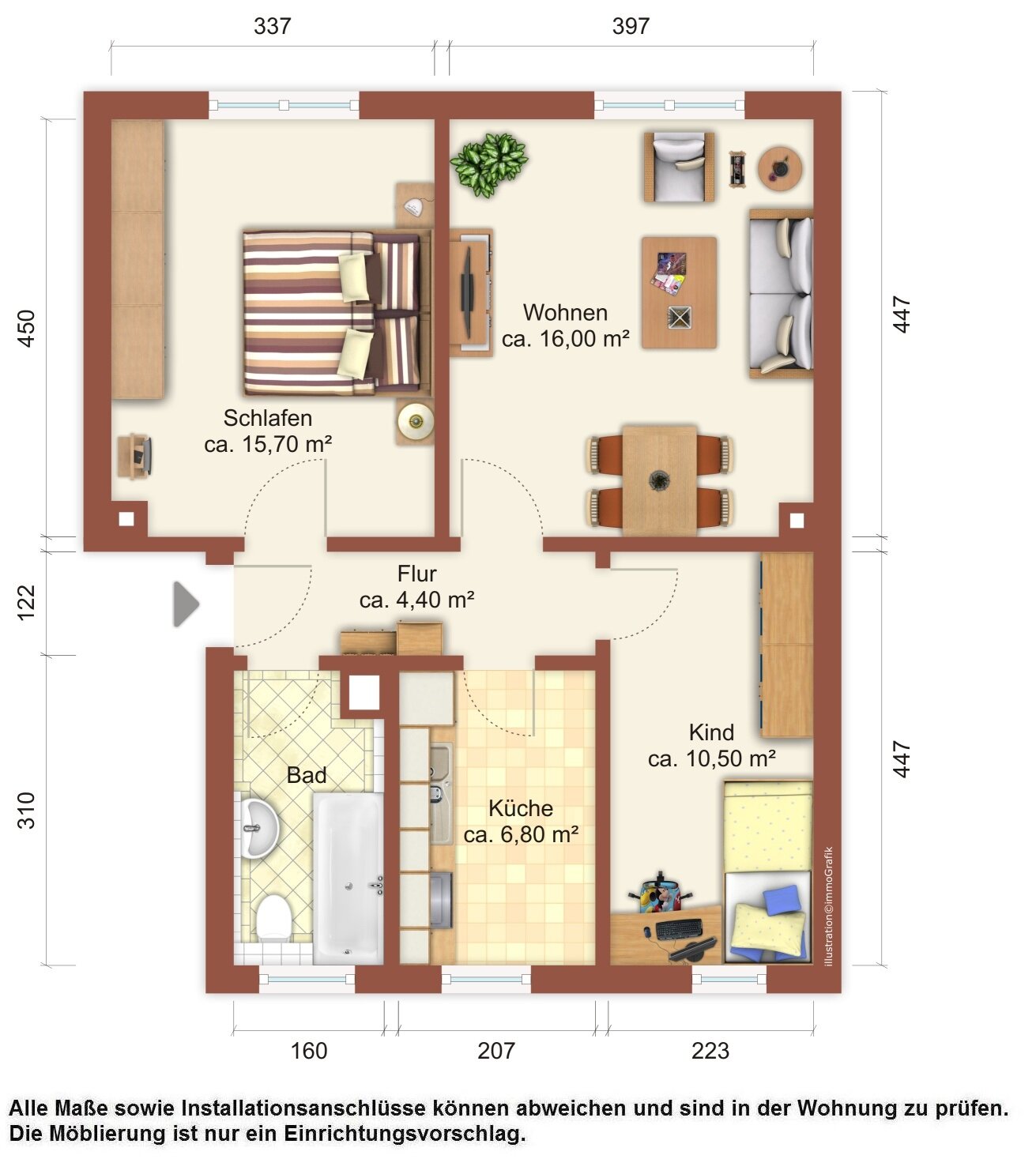 Wohnung zur Miete 307 € 3 Zimmer 59 m²<br/>Wohnfläche EG<br/>Geschoss An der alten Schäferei 2 Kleinradmeritz Löbau 02708