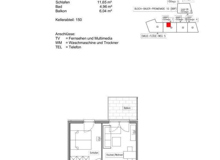 Wohnung zur Miete - Erstbezug 759 € 2 Zimmer 40,2 m² 2. Geschoss Bloch Bauer Promenade 10 Wien 1100