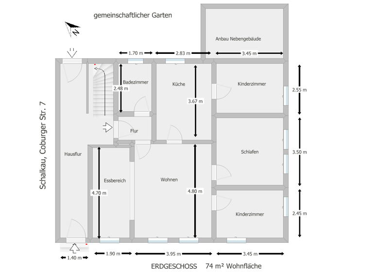 Wohnung zur Miete 475 € 3,5 Zimmer 74 m² EG frei ab sofort Coburger Str.7 Schalkau 96528