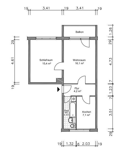 Wohnung zur Miete 275 € 2 Zimmer 49,3 m²<br/>Wohnfläche 4.<br/>Geschoss Heinrich-Heine-Straße 65 Südost Altenburg 04600