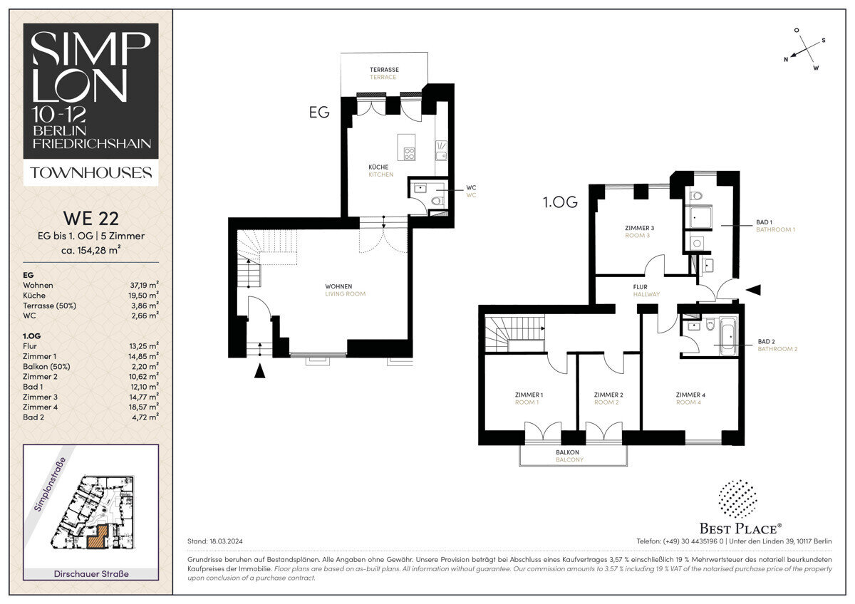 Maisonette zum Kauf 1.219.000 € 5 Zimmer 154,3 m²<br/>Wohnfläche EG<br/>Geschoss ab sofort<br/>Verfügbarkeit Simplonstraße 10-12 Friedrichshain Berlin 10245