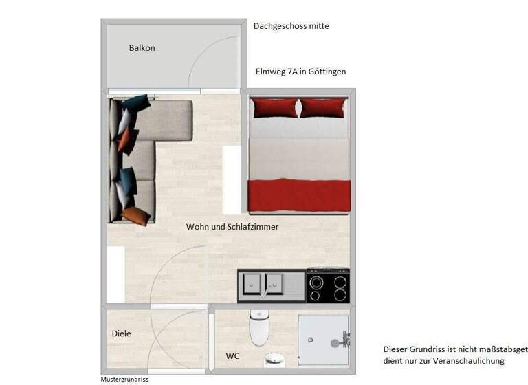 Studio zum Kauf 100.000 € 1 Zimmer 22 m² 3. Geschoss Grone Göttingen 37081