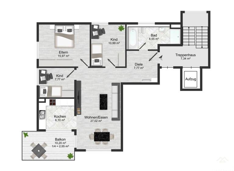 Wohnung zum Kauf - Erstbezug 349.000 € 4 Zimmer 87,4 m² 1. Geschoss Langenbrand Schömberg 75328