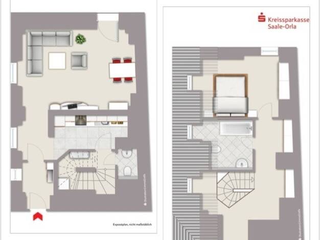 Maisonette zur Miete 417 € 2 Zimmer 75,7 m² 2. Geschoss Markt 12 Neustadt Neustadt an der Orla 07806