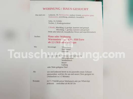 Wohnung zur Miete Tauschwohnung 700 € 3 Zimmer 75 m² Neckargemünd 69151
