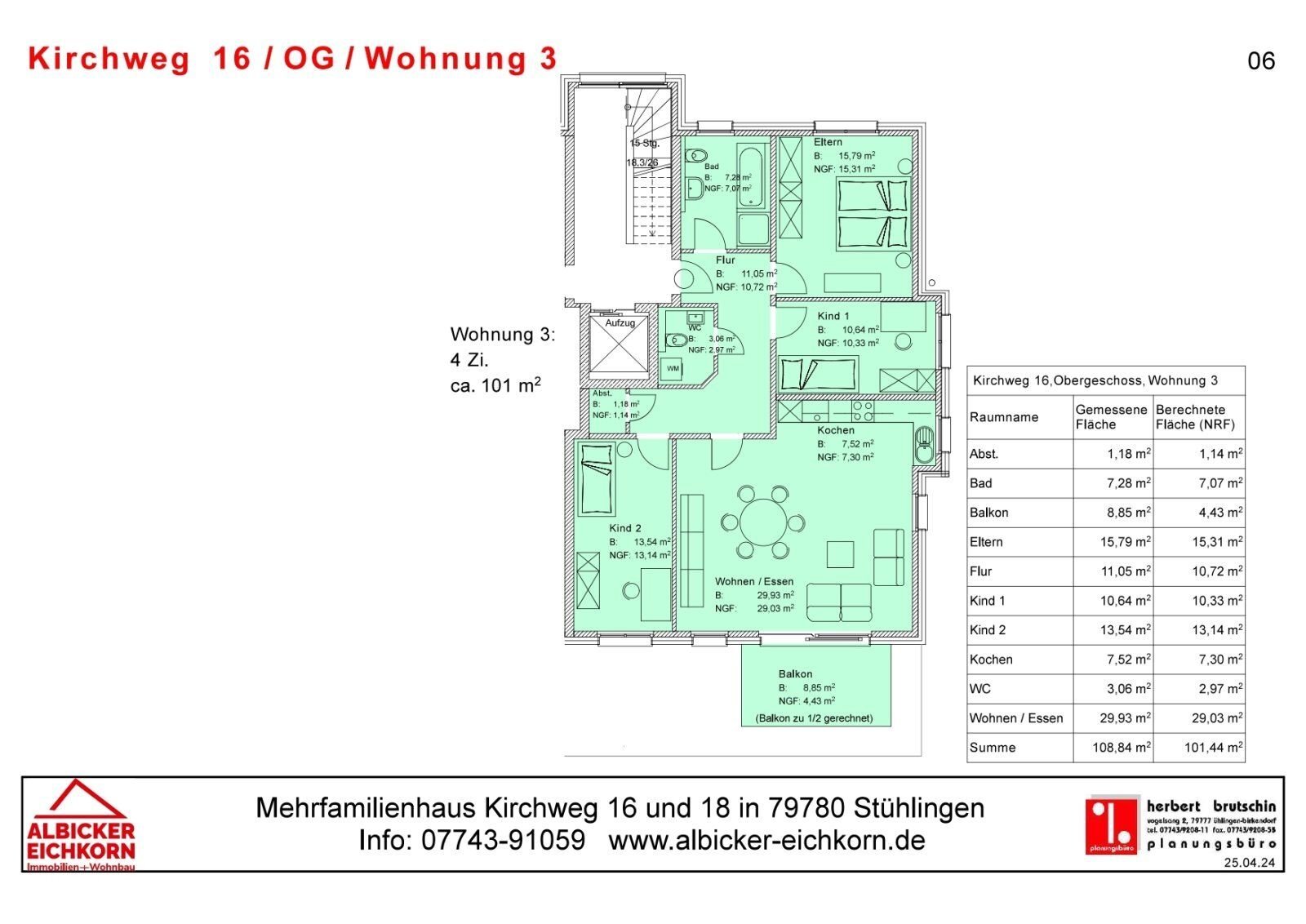 Wohnung zum Kauf provisionsfrei 424.200 € 4 Zimmer 101 m²<br/>Wohnfläche 1.<br/>Geschoss Kirchweg 16 Stühlingen Stühlingen 79780