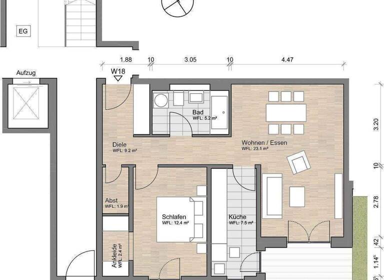 Wohnung zur Miete 945 € 2 Zimmer 67,2 m² EG Liebstädter Str. 35a Seidnitz/Dobritz Dresden 01277