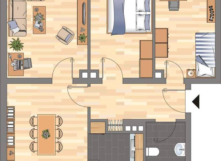 WG-Zimmer zur Miete 409 € 3 Zimmer 59,5 m² EG Dirschauer Straße 27 Fedderwardergroden Wilhelmshaven 26388