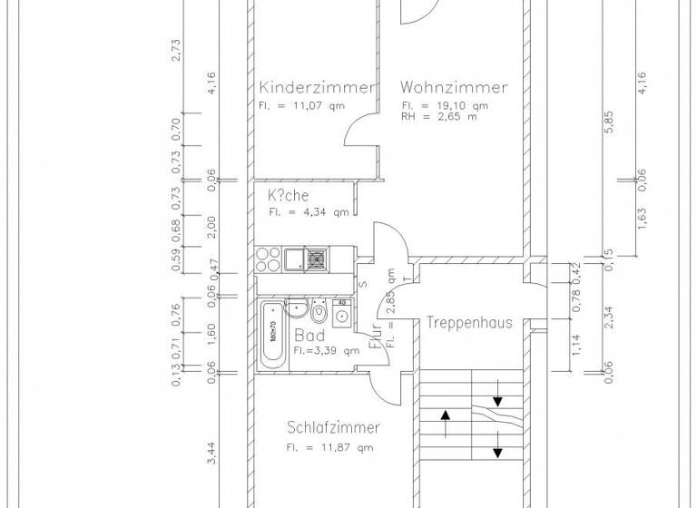 Wohnung zur Miete 300 € 3 Zimmer 53,6 m² 1. Geschoss Jakobstr. 21 Sonnenberg Chemnitz 09130
