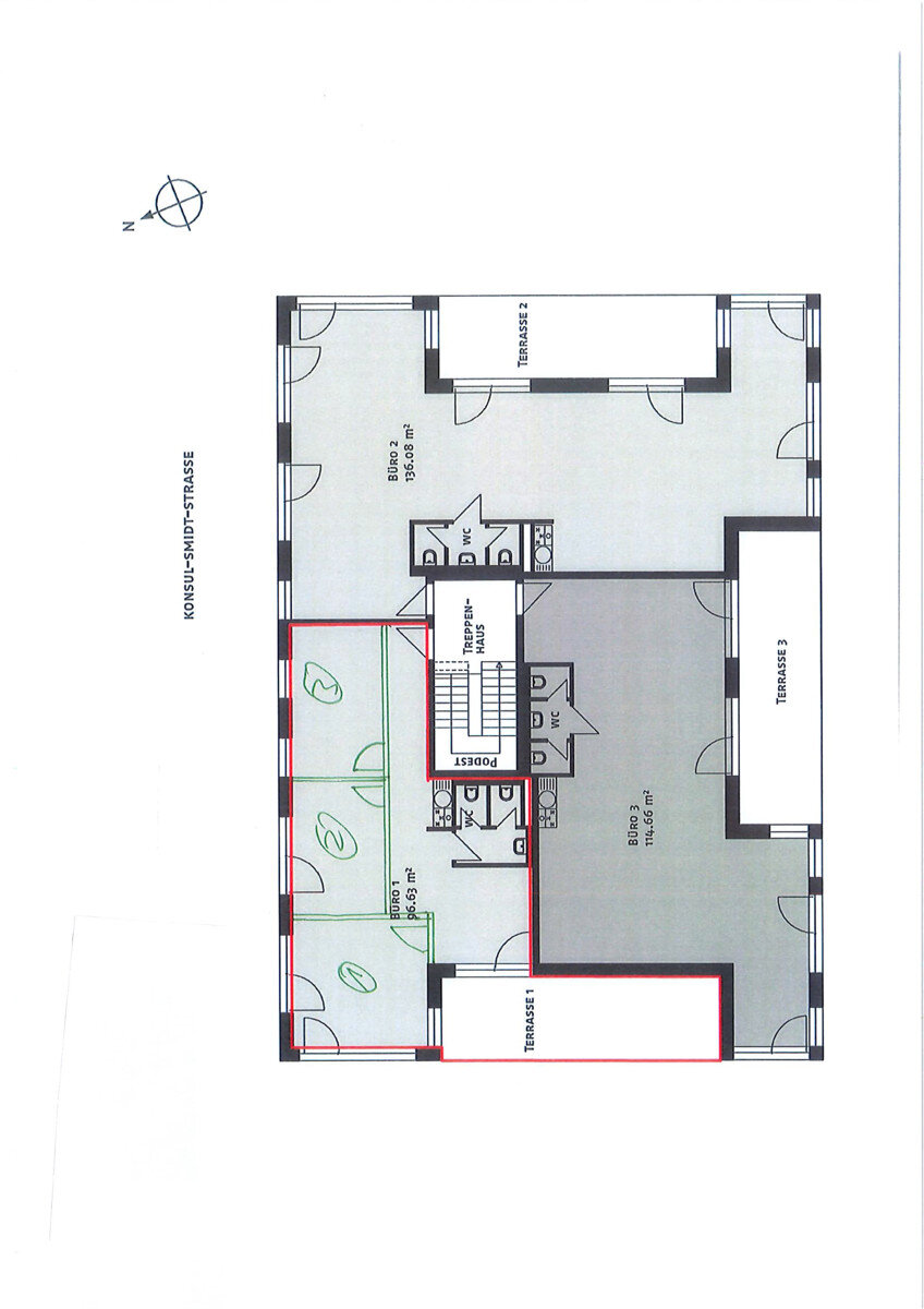 Bürofläche zur Miete 11,78 € 4 Zimmer 90 m²<br/>Bürofläche Konsul-Smidt-Str. 84 Häfen - Handelshäfen Bremen 28217