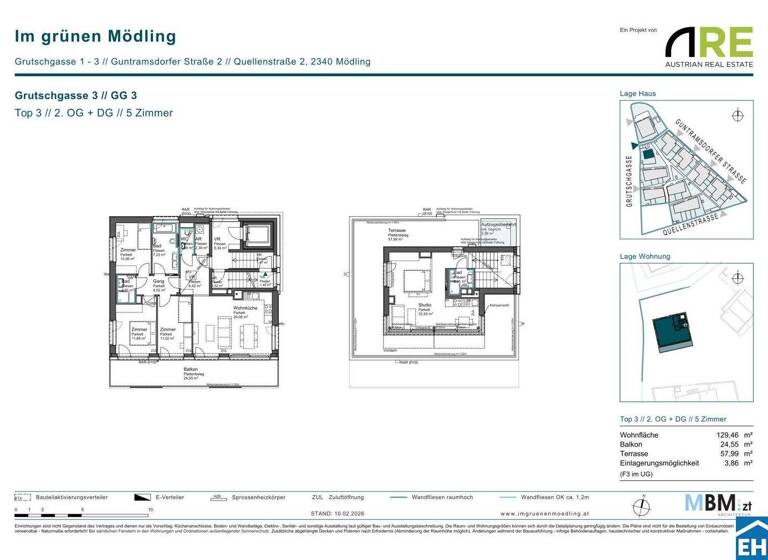 Wohnung zum Kauf - Erstbezug provisionsfrei 995.000 € 5 Zimmer 129,5 m² 2. Geschoss Grutschgasse 3 Mödling 2340