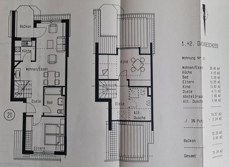 Maisonette zum Kauf 122.000 € 3 Zimmer 75,2 m² 3. Geschoss Limbach-Oberfrohna 09212