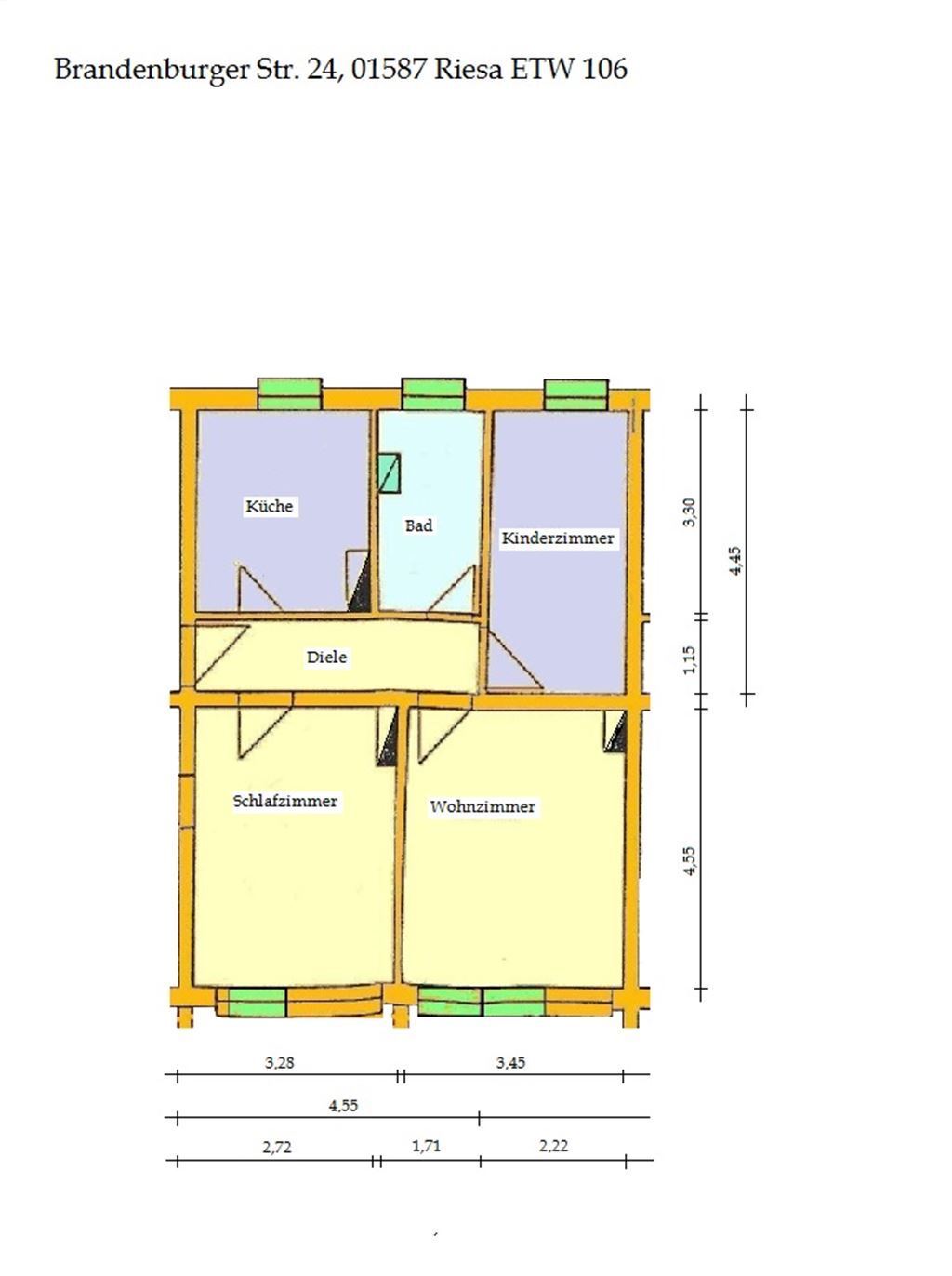 Wohnung zur Miete 279 € 3 Zimmer 59 m²<br/>Wohnfläche 5.<br/>Geschoss ab sofort<br/>Verfügbarkeit Brandenburger Strasse 24 Weida Riesa 01587