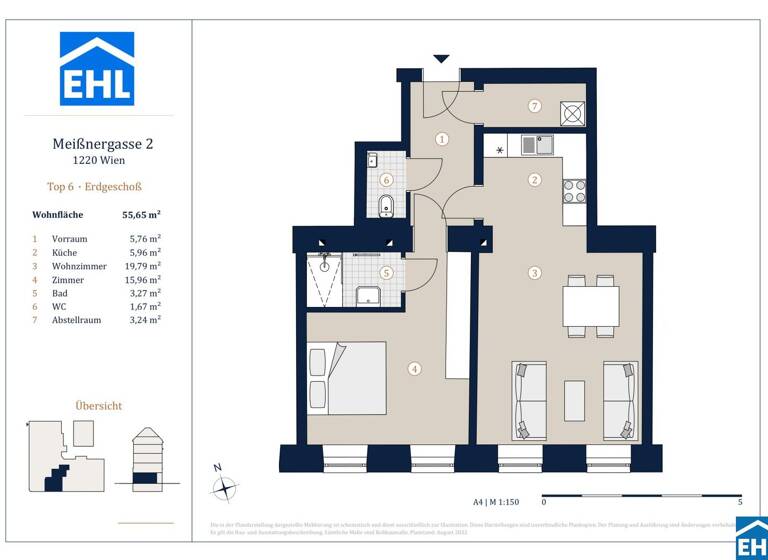 Wohnung zum Kauf - Erstbezug 285.000 € 2 Zimmer 55,7 m² EG Meißnergasse Wien 1220