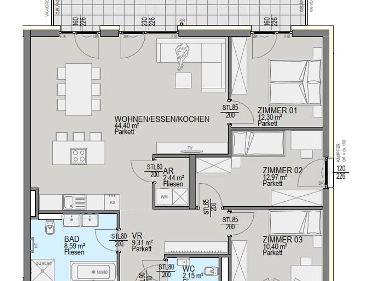 Wohnung zum Kauf - Erstbezug 512.900 € 4 Zimmer 102,6 m² 2. Geschoss Straßgang Graz 8054