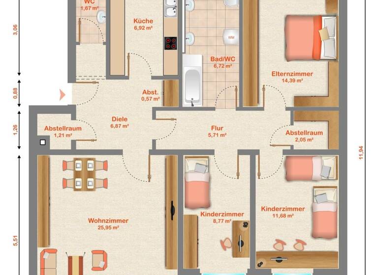 Wohnung zum Kauf 299.000 € 3,5 Zimmer 93,7 m² 2. Geschoss Langwasser Nürnberg 90471