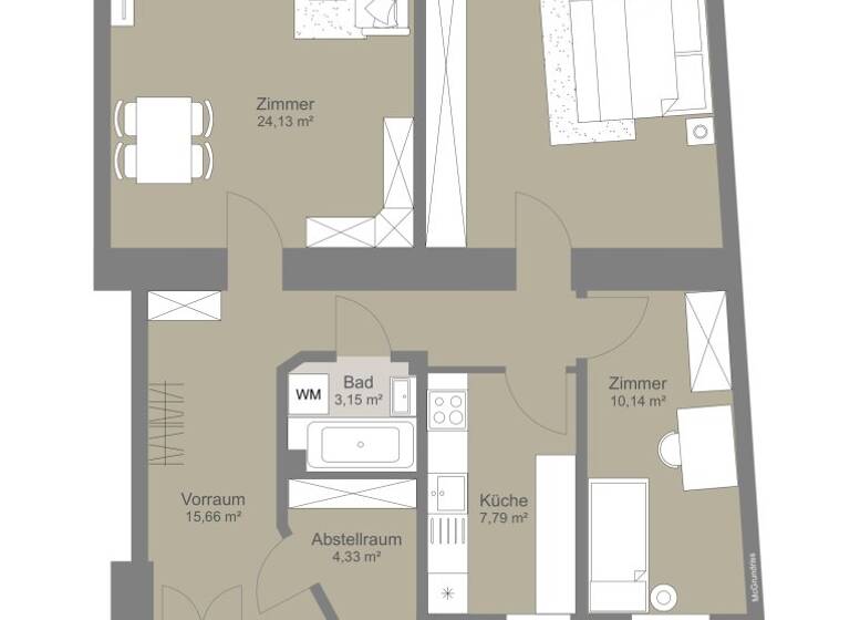 Wohnung zum Kauf 325.000 € 4 Zimmer 88,5 m² 3. Geschoss Wien 1190