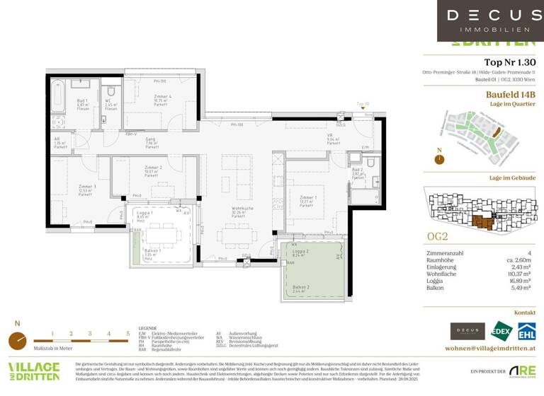 Wohnung zum Kauf - Erstbezug 870.000 € 5 Zimmer 110,4 m² 2. Geschoss Wien 1030