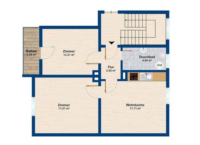 Wohnung zum Kauf 249.000 € 2 Zimmer 57 m² 2. Geschoss frei ab sofort Kempten 87439