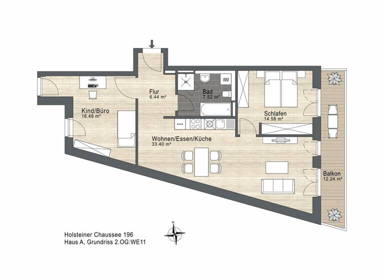 Wohnung zum Kauf - Erstbezug 560.000 € 3 Zimmer 84,6 m² 2. Geschoss Holsteiner Chaussee 196 Schnelsen Hamburg 22457