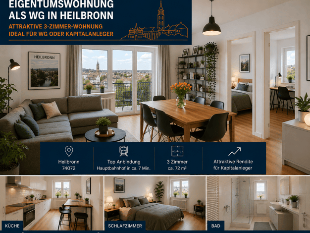 Wohnung zum Kauf provisionsfrei 406.800 € 4 Zimmer 75,8 m² Heilbronn Heilbronn 74076