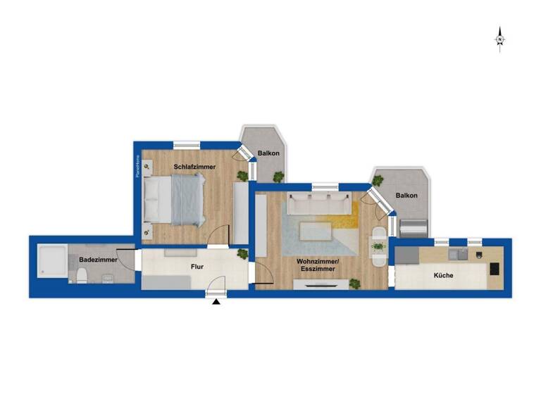 Wohnung zum Kauf 135.000 € 2 Zimmer 62,6 m² 1. Geschoss Ortenburg 94496