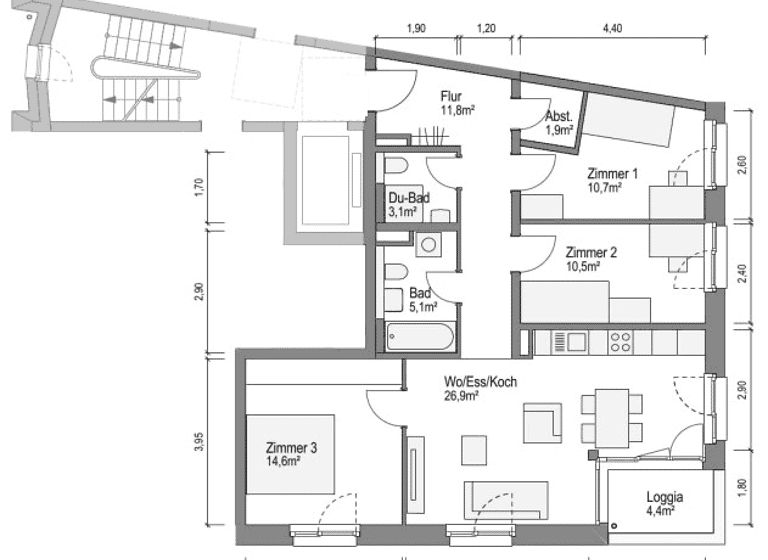 Wohnung zur Miete - Erstbezug 1.212 € 4 Zimmer 86,8 m² 3. Geschoss frei ab sofort Ellen-Ammann-Straße 6 Bamberg 96052