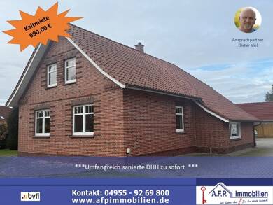 Doppelhaushälfte zur Miete 690 € 2 Zimmer 86,5 m² 250 m² Grundstück frei ab 02.06.2025 Flachsmeer Westoverledingen 26810
