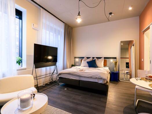 Studio zur Miete - Erstbezug Wohnen auf Zeit 1.384 € 1 Zimmer 34 m² frei ab sofort Voltastraße 81 Bockenheim Frankfurt am Main 60486