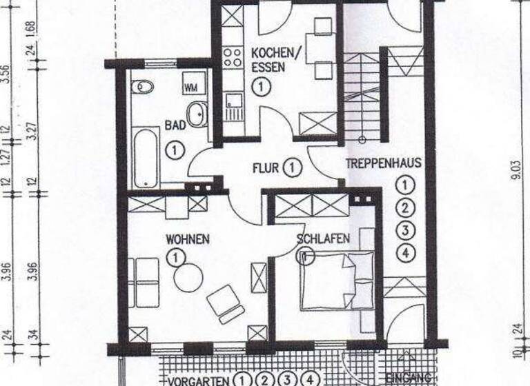 Wohnung zur Miete 550 € 2 Zimmer 46,5 m² 1. Geschoss frei ab 01.05.2026 Sophienstraße 44 Nord Jena 07743