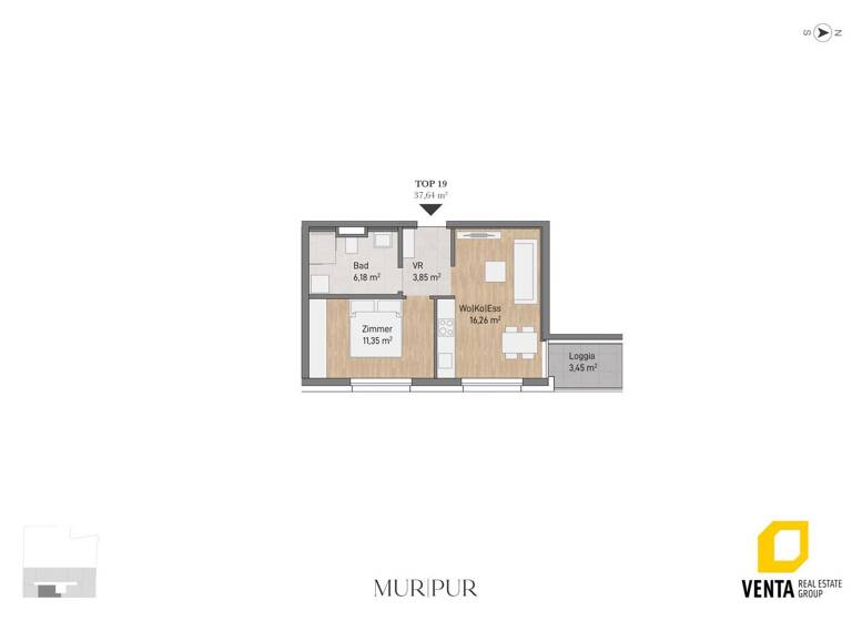 Wohnung zum Kauf 198.175 € 2 Zimmer 37,6 m² 2. Geschoss Lagergasse Gries Graz 8020