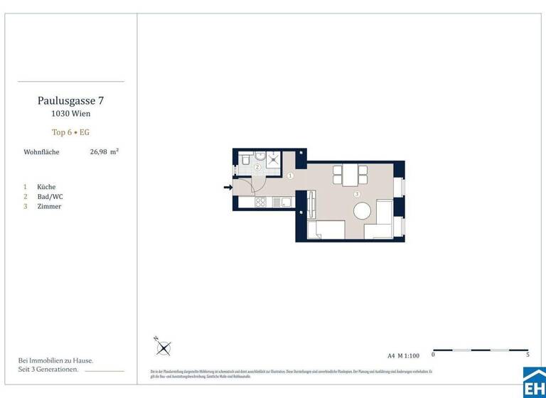 Studio zum Kauf 164.900 € 1 Zimmer 27 m² EG Paulusgasse 7 Wien 1030