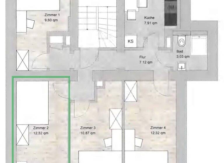Studio zur Miete 385 € 1 Zimmer 12,3 m² EG frei ab 01.03.2026 Breitscheidstraße 55 Galgenhof Nürnberg 90459