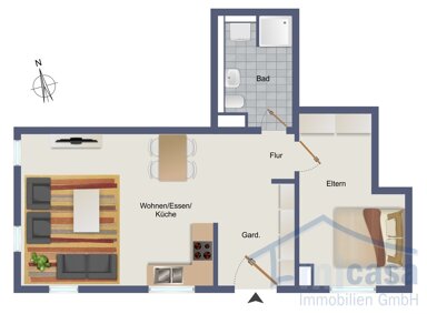 Wohnung zum Kauf provisionsfrei 225.000 € 2 Zimmer 43,5 m² 1. Geschoss Esslinger Straße 42 Unterensingen 72669