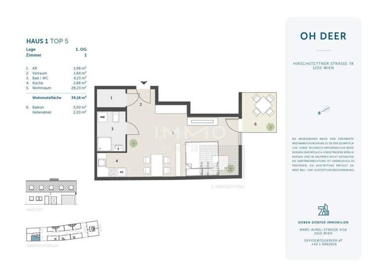Wohnung zum Kauf - Erstbezug provisionsfrei 247.000 € 1,5 Zimmer 39,2 m² 1. Geschoss Wien 1220