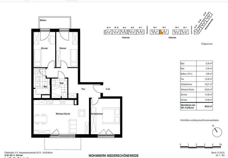 Wohnung zur Miete 1.924 € 4 Zimmer 97 m²<br/>Wohnfläche 2.<br/>Geschoss 20.12.2024<br/>Verfügbarkeit Fließstraße 5 Niederschöneweide Berlin 12439