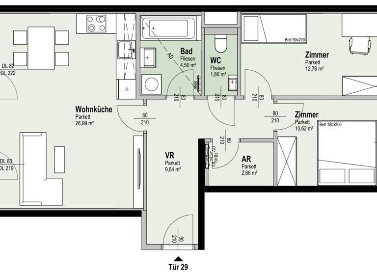 Terrassenwohnung zum Kauf - Erstbezug 527.800 € 3 Zimmer 69 m² 4. Geschoss Fahrbachgasse 6 Wien 1210