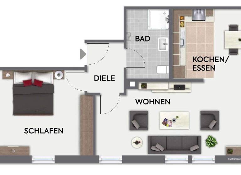 Wohnung zur Miete 1.068 € 2,5 Zimmer 59 m² EG Neugereutstraße 10 Süd Stuttgart 70199