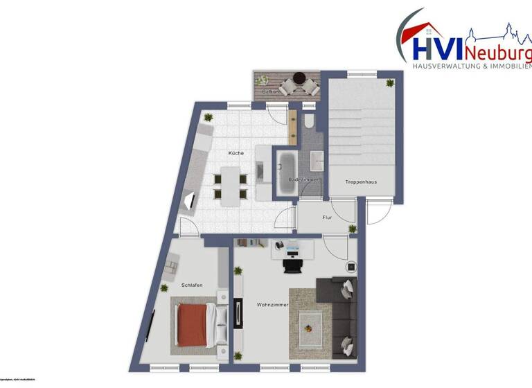 Wohnung zur Miete 630 € 2 Zimmer 59 m² 2. Geschoss frei ab 01.04.2026 Blumenstraße 42 Neuburg Neuburg an der Donau 86633