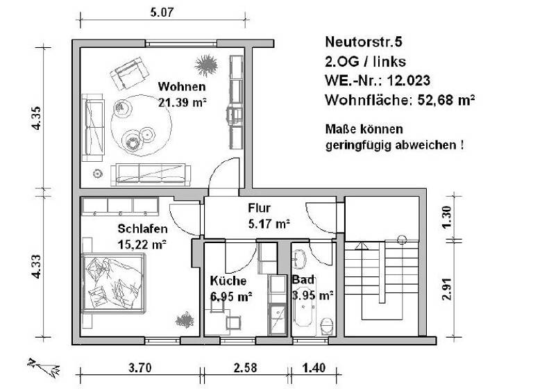 Wohnung zur Miete 850 € 2 Zimmer 52,7 m² frei ab sofort Neutorstr. 5 Innenstadt Minden 32427