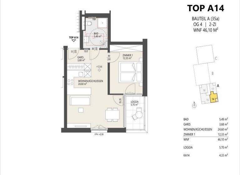 Wohnung zum Kauf - Erstbezug 418.000 € 2 Zimmer 46,1 m² Schützenstraße 35 Arzl Innsbruck 6020
