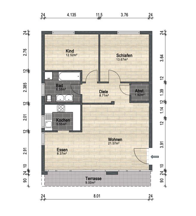 Wohnung zum Kauf 225.000 € 3 Zimmer 81 m²<br/>Wohnfläche Balingen Balingen 72336