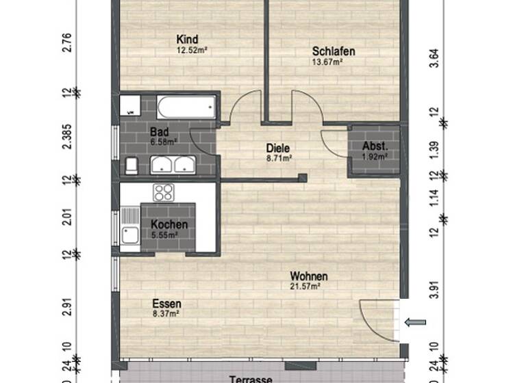 Wohnung zum Kauf 198.000 € 3 Zimmer 81 m²<br/>Wohnfläche Balingen Balingen 72336