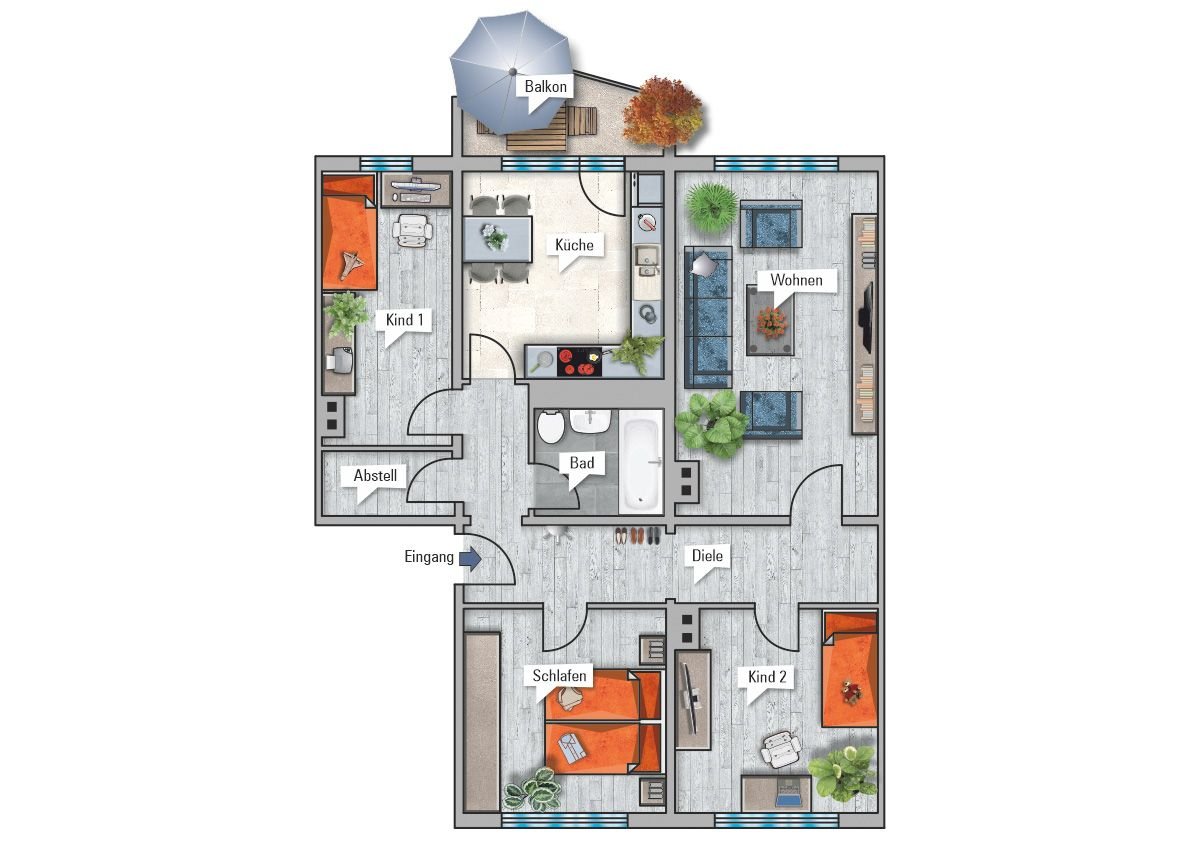 Wohnung zur Miete 485 € 4 Zimmer 85 m²<br/>Wohnfläche EG<br/>Geschoss Bahnhofstr. 14h Großengottern 99991