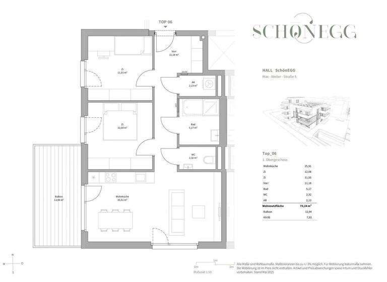 Wohnung zum Kauf - Erstbezug 566.300 € 3 Zimmer 70,3 m² 1. Geschoss Hall in Tirol 6060